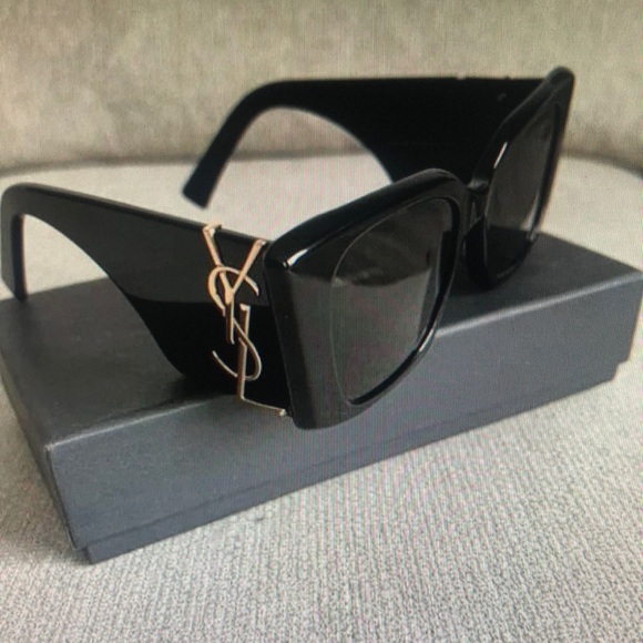 Zara Tops - Yves Saint Laurent Black Sunglasses with Gold Detail